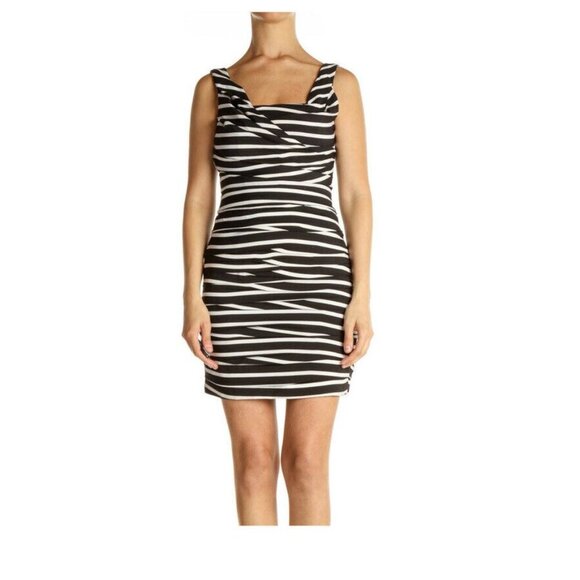 Express Womens Striped Square Neck Ruched Cocktail Dress Size‎ 8 - Picture 1 of 9